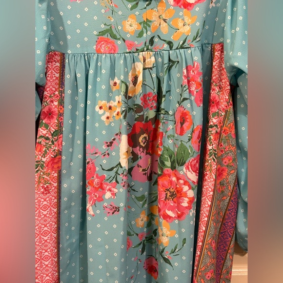 Umgee Daydream Believer Berry Mix Multi Print Boho Tunic Dress - Picture 5 of 7